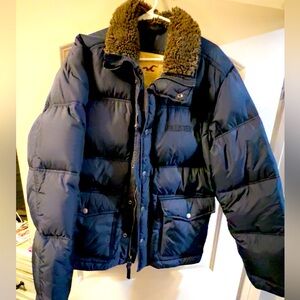 Hollister navy/camel color bomer jacket. Excellent condition. Worn once